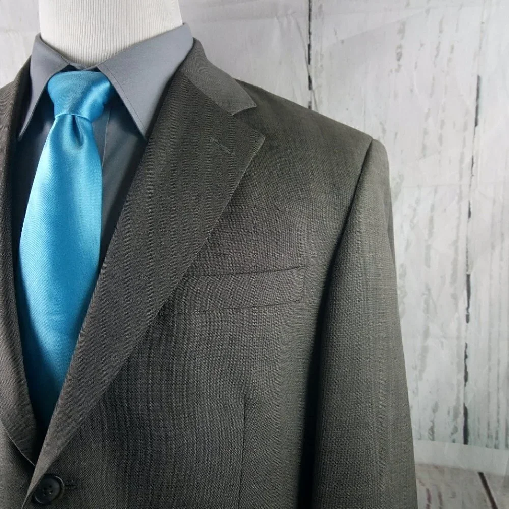 Stafford 42L Wool 3 Button Brown Birdseye Suit Blazer Jacket